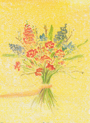 Carte nature, vacances, paysages et animaux Beau bouquet à la gouache